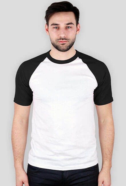 Koszulka męska z kolorowymi rękawami biało czarna