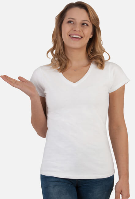 Koszulka damska w serek biała
