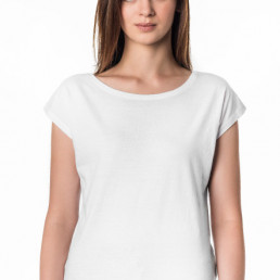 Koszulka damska z szerokim dekoltem biała