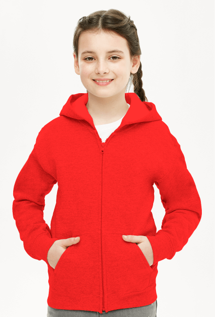 Bluza dziewczęca rozpinana z kapturem czerwona